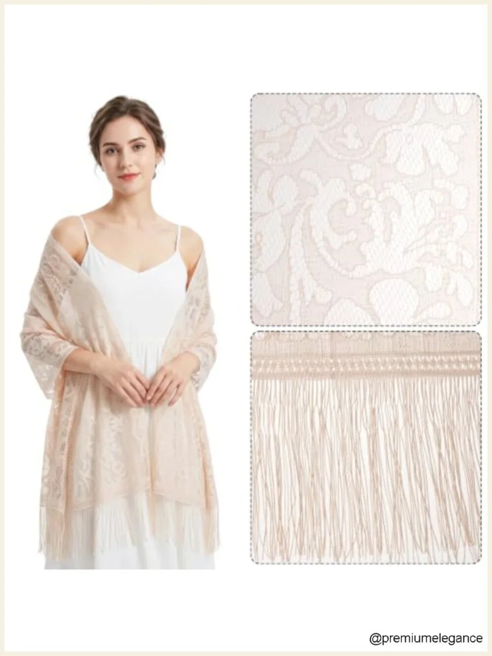 Women's Lace Pashmina Shawls and Wraps, Wedding Bridal Scarf Chapel Veil